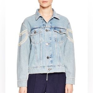 Sandro Pearl embellished beaded denim jacket